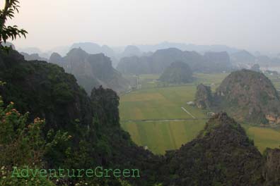 A view from Hang Mua of the landscape at Tam Coc, Ninh Binh, Vietnam