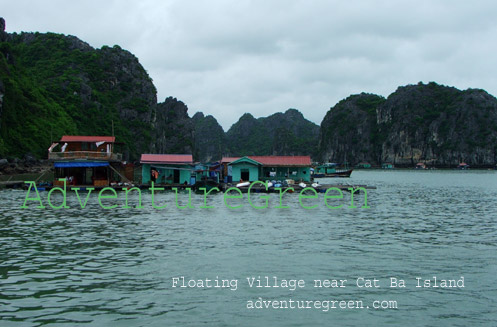 Floating villages near the Cat Ba Island