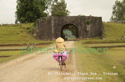 A lady cycling at Ho Citadel