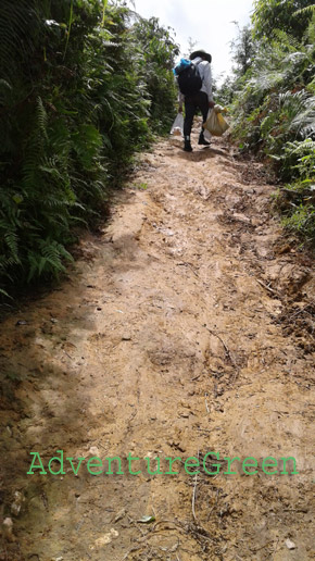 A steep path on the trek to Bach Moc Luong Tu