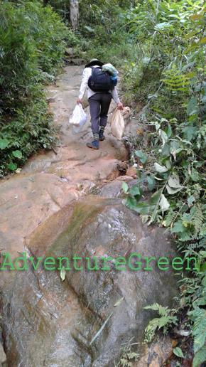 A steep path followed by another steep path on the adventure