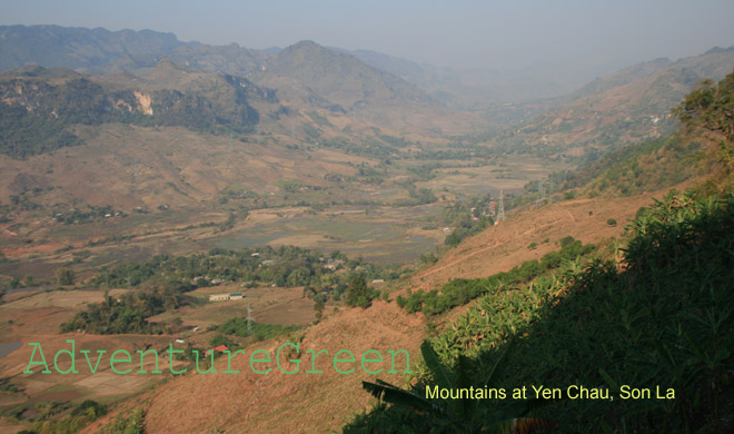 A scenic view of a valley at Yen Chau from above