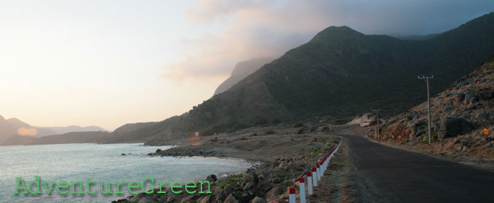 A scenic road by the ocean on the Con Dao Island