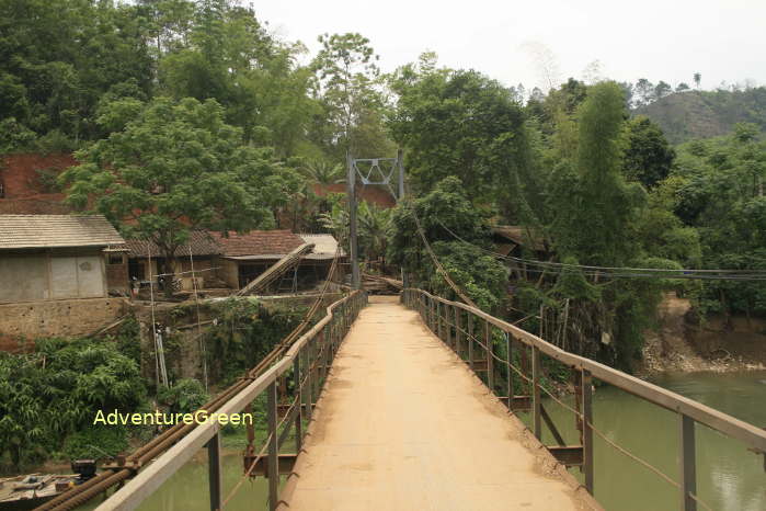 A suspension bridge at the Cho Ra Township to nearby villages
