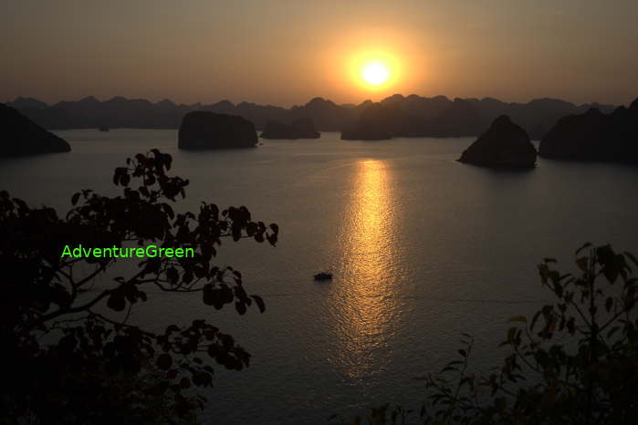 Sunset over Halong Bay viewed from top of the Ti Tov Mountain