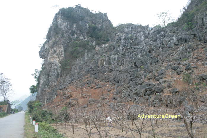 The Monster Face Mountain at the Chi Lang Passage in Lang Son, a very important site in the history of Vietnam