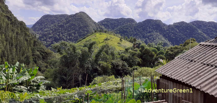 Scenic mountains and forest on our hiking tour around the Ba Village the Pu Luong Nature Reserve