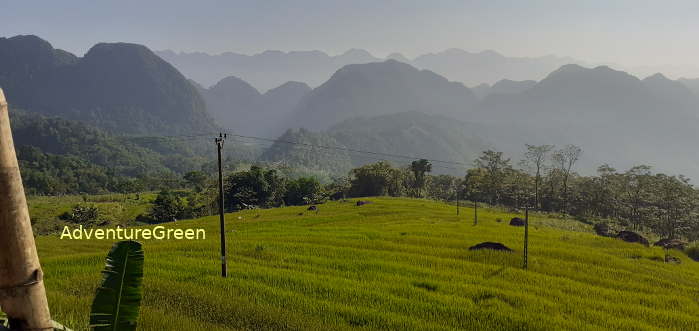 A view of breathtaking mountains at Pu Luong Nature Reserve