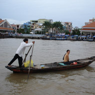 Rowing boat on the Mekong at Can Tho
