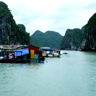 A floating market at Cat Ba Island, Hai Phong, Vietnam