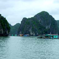 A floating village on the Lan Ha Bay, near Cat Ba Island, Hai Phong, Vietnam