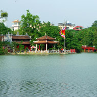 The Ngoc Son Temple on the Hoan Kiem Lake in Hanoi