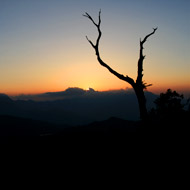 Twilight over the mountains near Lao Than