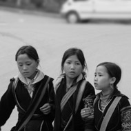 Little Black Hmong girls in Sapa, Lao Cai, Vietnam