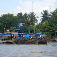 Boats on the Mekong River at Vinh Long