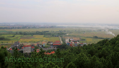 A panoramic view of the countryside of Phat Tich