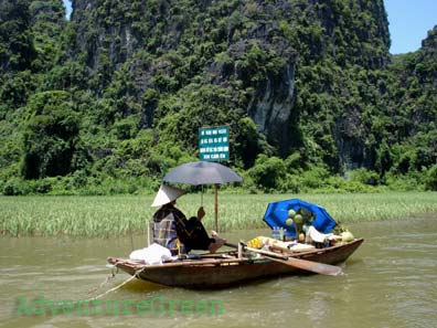 A rowing boat at Tam Coc, Ninh Binh, Vietnam