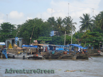 Boats on the Mekong River at Vinh Long