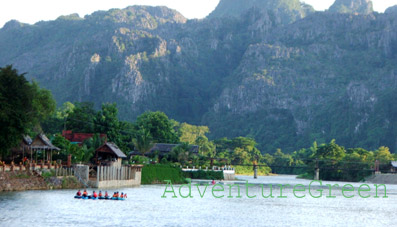 Boating in Vang Vieng