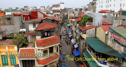 View of the Old Quarter of Hanoi from a rooftop cafe