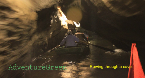 Inside a dark cave at Trang An