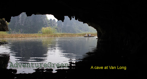A dark under water cave at Van Long Nature Reserve