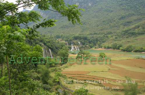 A bird' eye view of the Ban Gioc Waterfall