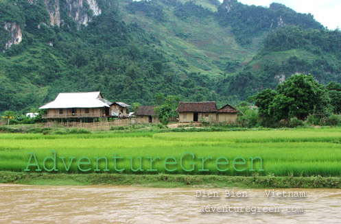 A Black Thai village by the Nam Rom River in Dien Bien