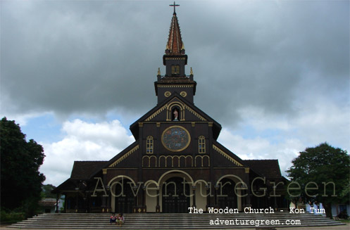 The wooden church at Kon Tum Vietnam