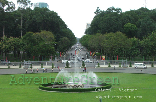 The Cultural Park in front of the Reunification Palace in Saigon, Vietnam