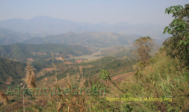 Scenic mountains at Muong Ang