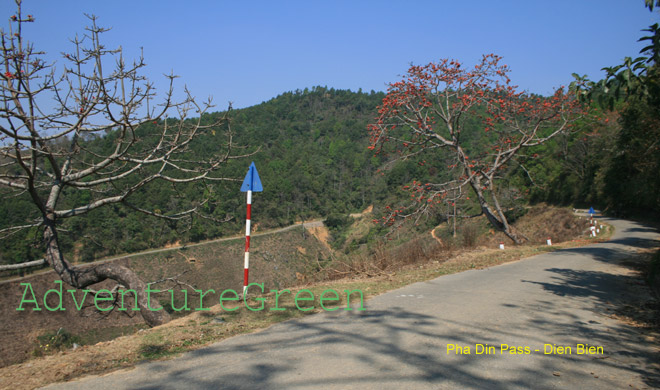 A long and steep incline on the Pha Din Pass