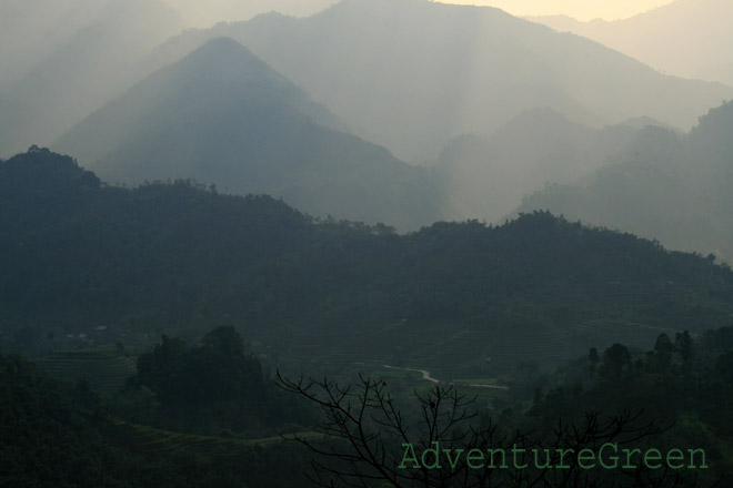 Amazing mountains at Hoang Su Phi at dusk