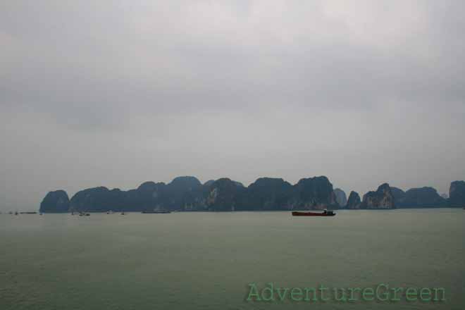 Halong Bay on a cloudy day in April