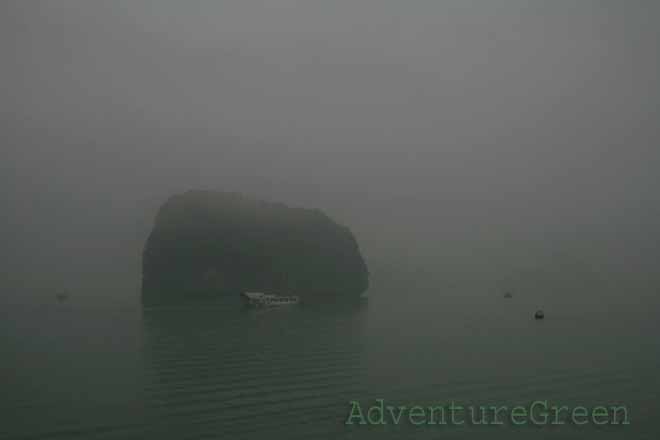 A foggy morning on Halong Bay in April