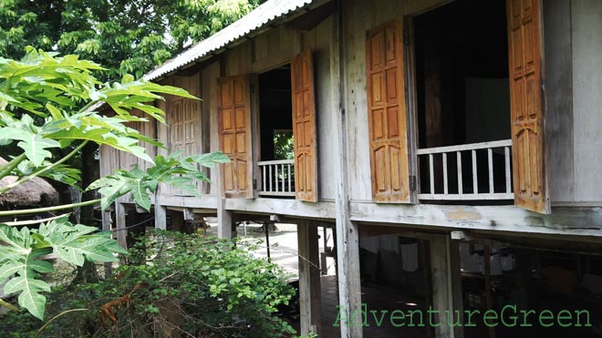 Most houses on stilts have windows overlooking a garden or the rice field