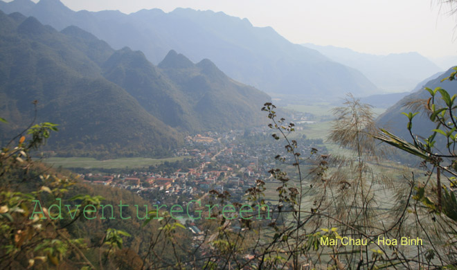 A bird's eye view of the Mai Chau Valley