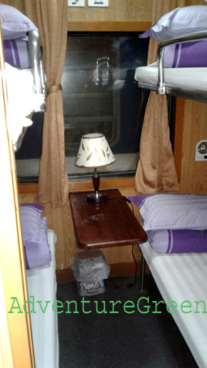 4-sleeper cabin on the overnight train between Hanoi and Lao Cai