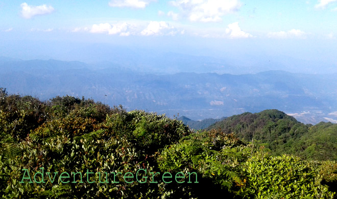 A view of the border between Vietnam and China from the summit of the Lao Than Mountain