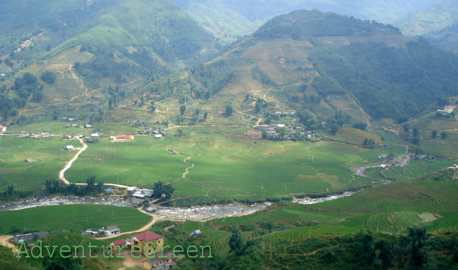 Lao Chai and Ta Van Villages amid the Muong Hoa Valley during the green rice time