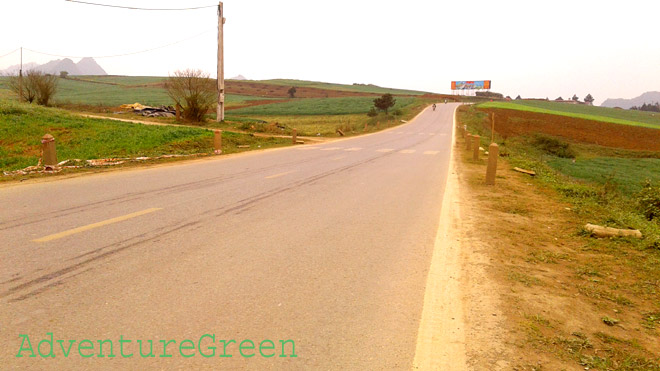 Route 6 snakes its way amid green farms at Moc Chau