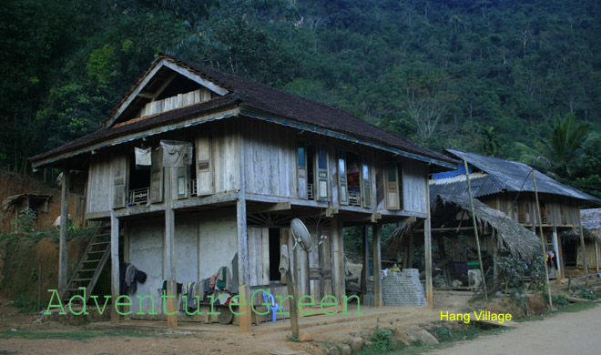 A house on stilts at Hang Village