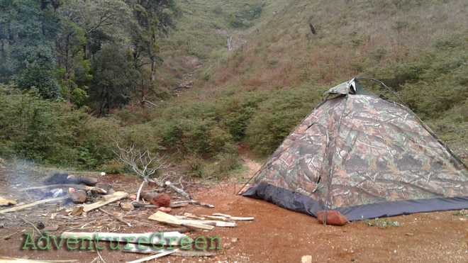 Campsite at 2,400m on the Ta Chi Nhu (Phu Song Sung) Mountain