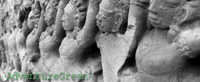 Sculptures of dancers on a temple of Angkor Sculptures of dancers on a temple of Angkor