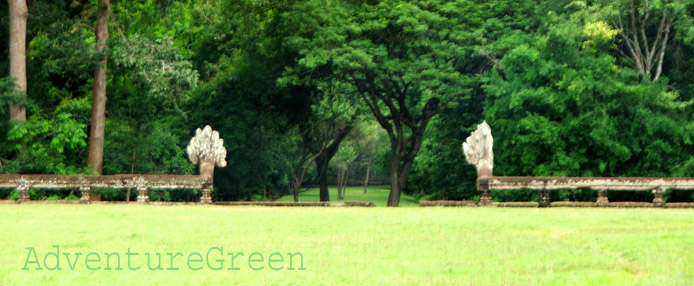 Decoration at a temple of Angkor in a forest