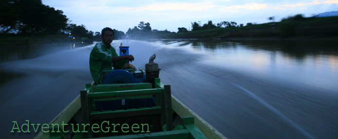 A boatman on the lake of Inle in early morning