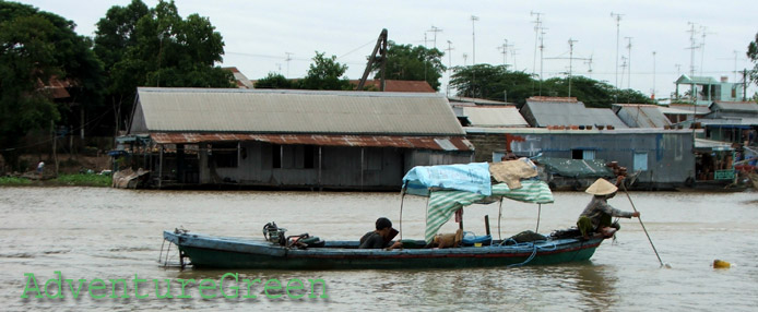 A rowing boat on the Mekong River at Chau Doc