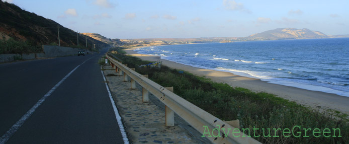 A scenic road by the ocean at Phan Thiet