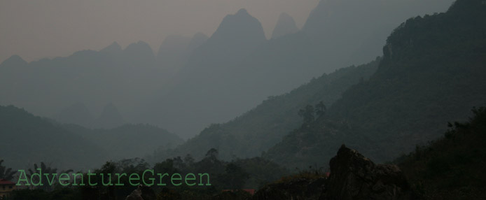 Mountains in fog at Pac Bo, Cao Bang