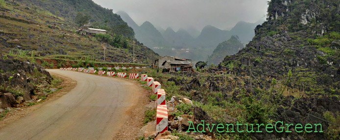 A scenic road amid the Karst Plateau of Dong Van